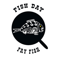 Fototapeta premium The fish in the pan. Vector illustration