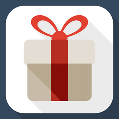 Gift box flat icon with long shadow