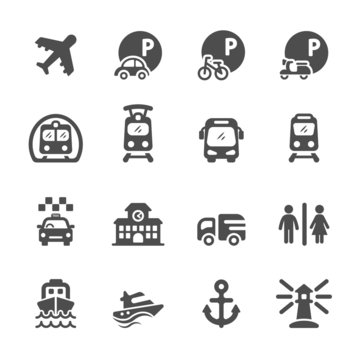 transportation and infrastructure icon set, vector eps10