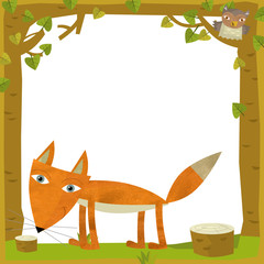Cartoon frame scene - fox - illustration