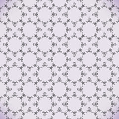Vector floral line style background, seamless monogram