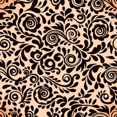 Abstract seamless lace pattern with flowers.