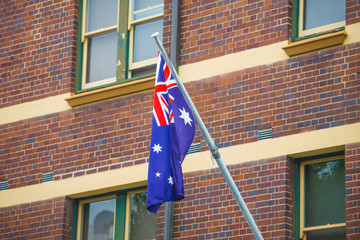 australian waving flag outdoor overcast day