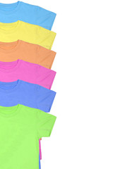 Colorful t-shirts isolated on white