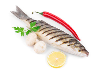 Grilled seabass with vegetables