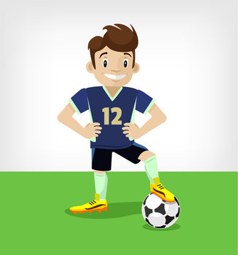 Football Player Mascot. Vector flat illustration