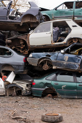 Cars in junkyard