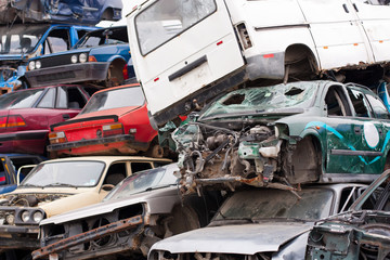 Fototapeta premium Cars in junkyard
