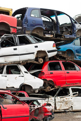 Cars in junkyard