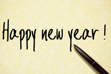 happy new year text write on paper