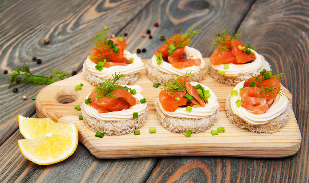 canape with salmon