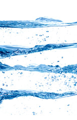 Water and air bubbles over white background