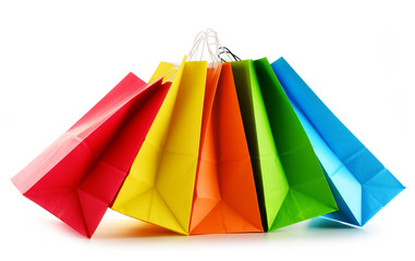 Paper shopping bags isolated on white background
