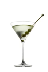 Foto op Canvas Martini glass with olive isolated  on white © Vladyslav Bashutskyy