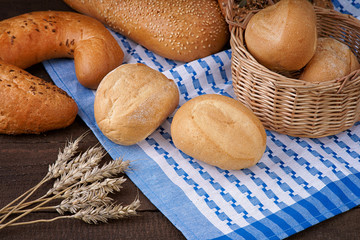 Bread products on the tablecloth