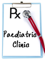 paediatric clinic text write on prescriptions paper