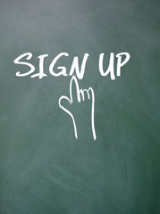 finger click sign up sign