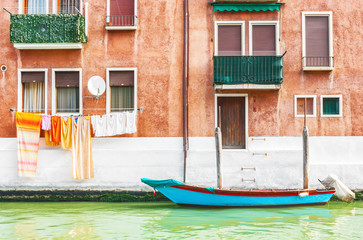Fototapeta na wymiar Boat Canal Venice Italy