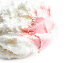 Strawberry Ice Cream isolated over white background. Macro. Beau