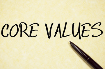 core values text write on paper