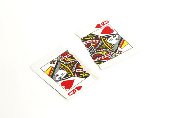 zerrissene Spielkarte HErz Dame