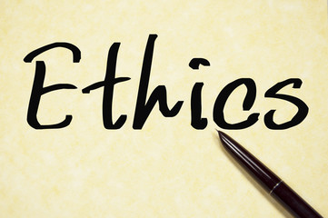 ethics word write on paper