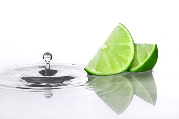 Lime slices and water drop
