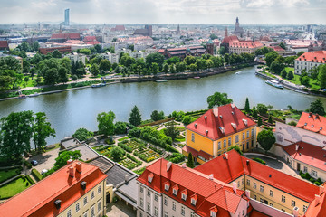 Panorama of old town in Wroclaw - obrazy, fototapety, plakaty