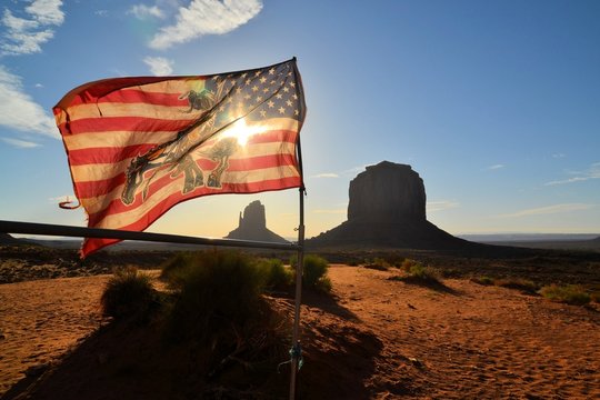 American Flag at Monument Valley