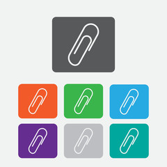 Colorful paper clips set. Round squares buttons