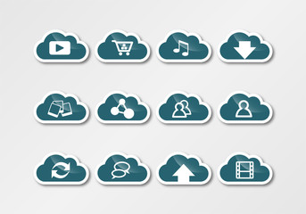 Obraz premium cloud computing technology sticker turquois