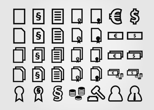 document icons symbols flat design outline