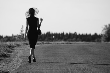 Woman going into the distance