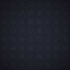 Dark Grid Seamless Pattern with Web Icons