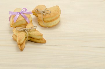 Set of homemade cookies on wooden background