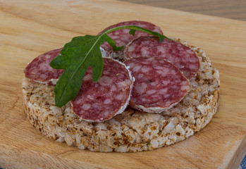Crispbread with salami