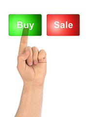 Hand and business buttons