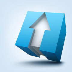 Vector illustration of 3d cube with arrow
