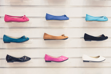 Set of multicolor textile flat shoes