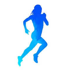 Fototapeta na wymiar Abstract blue running woman