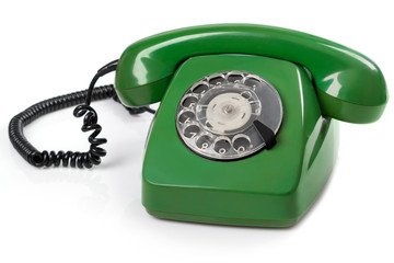 Green retro telephone