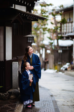 Little girl wearing yukata