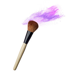 Makeup brushes and powder in motion