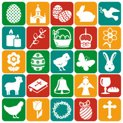 Happy Easter! Set of vector icons.