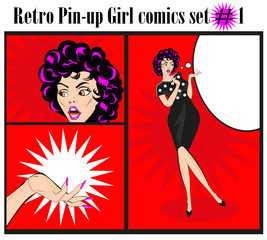 Retro pin-up girl bannners template collection cards posters vin