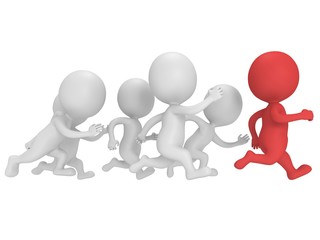 Red man lead the way. Sport illustration.