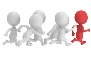 Red man lead the way. Sport illustration.