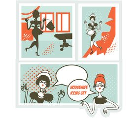 Housewifes icons set - design elements collection