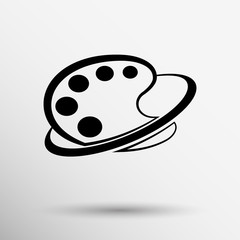 Paint brush with palette icon. Flat design style