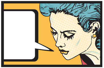 Retro woman comics style background banner